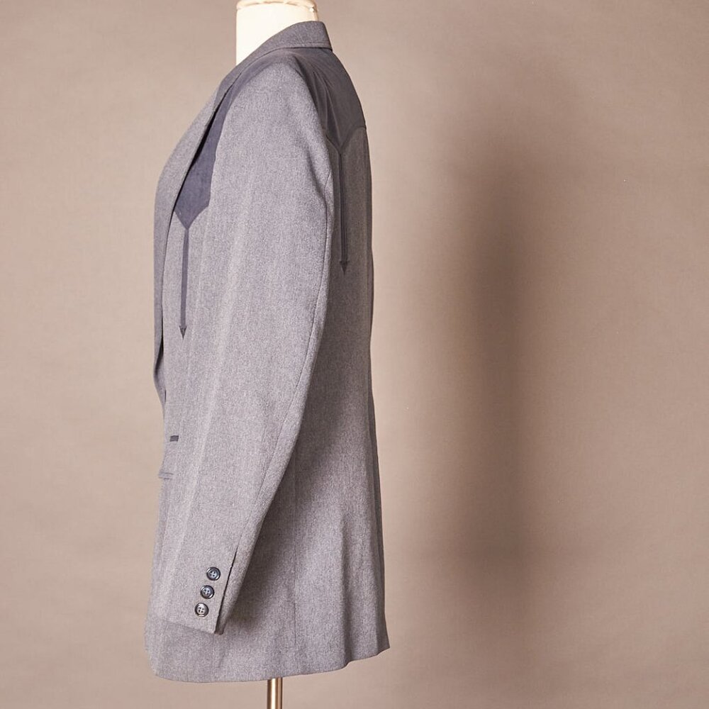 1990s Vintage Western Circle S Slate Blue Blazer Suit Coat